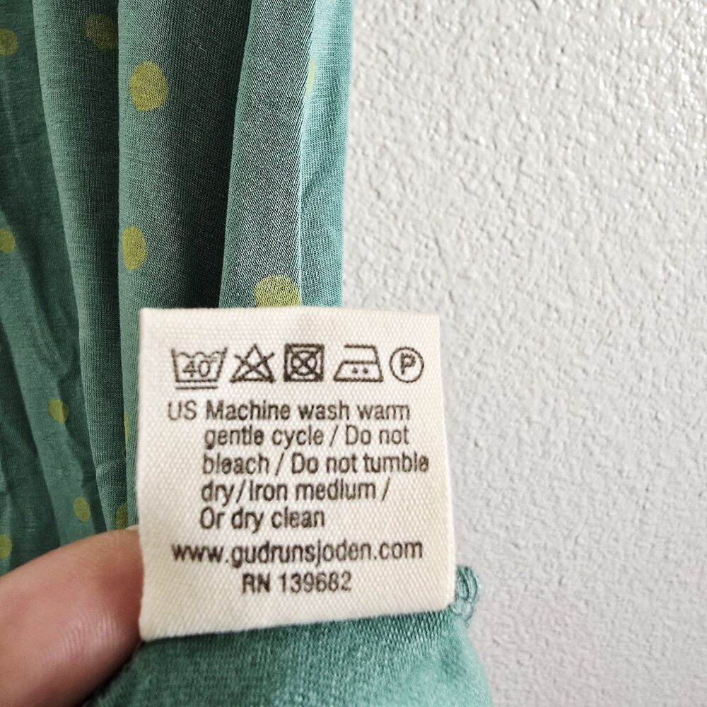 Gudrun Sjoden Lyocel Green Polka Dot Pytte Sleeveless Stretch Summer Dress Sz M - Picture 6 of 9